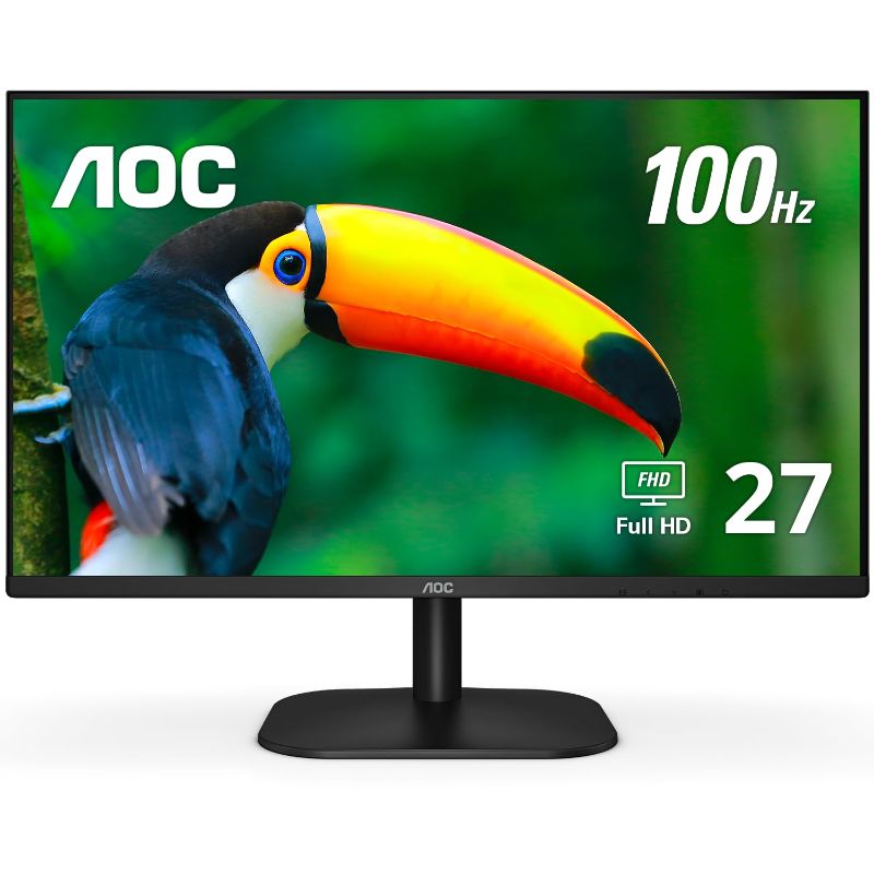 Photo 1 of AOC 27B2H2 27” Frameless IPS Monitor, FHD 1920x1080, 100Hz, 101% sRGB, for Home and Office, HDMI and VGA Input