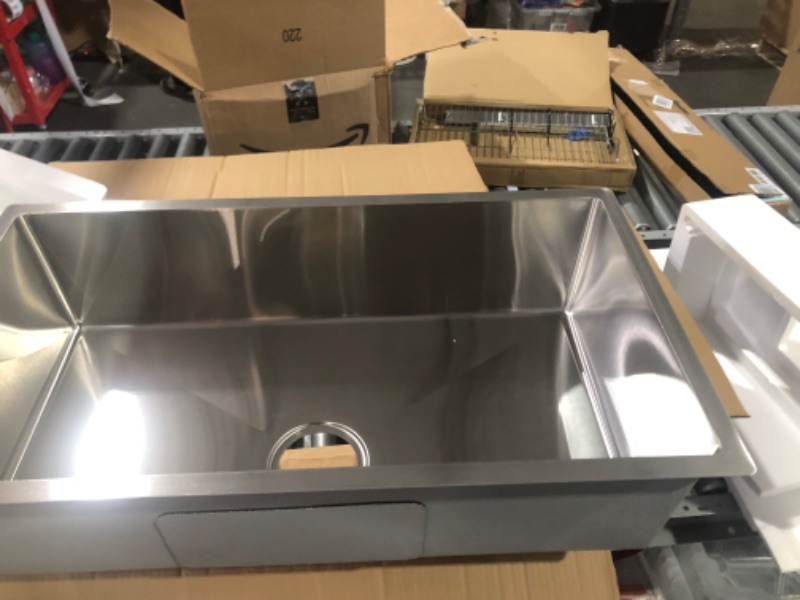 Photo 3 of (READ FULL POST) Kitchen Sink 30 Inch Undermount 16 Gauge Stainless Steel Kitchen Sink Single Bowl Workstation Sink with Strainer & Roll-Up Drying Rack