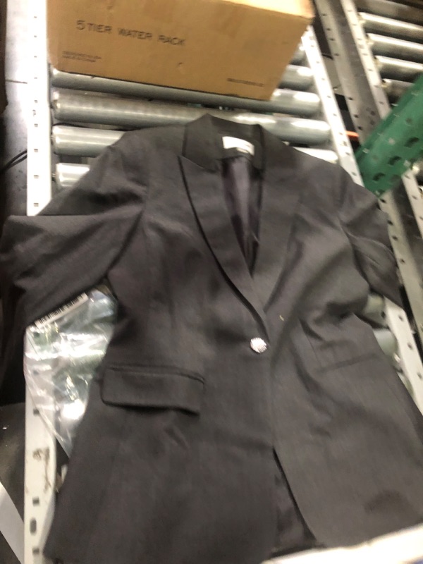 Photo 3 of Calvin Klein Women's One Button Lux Blazer 8 Charcoal