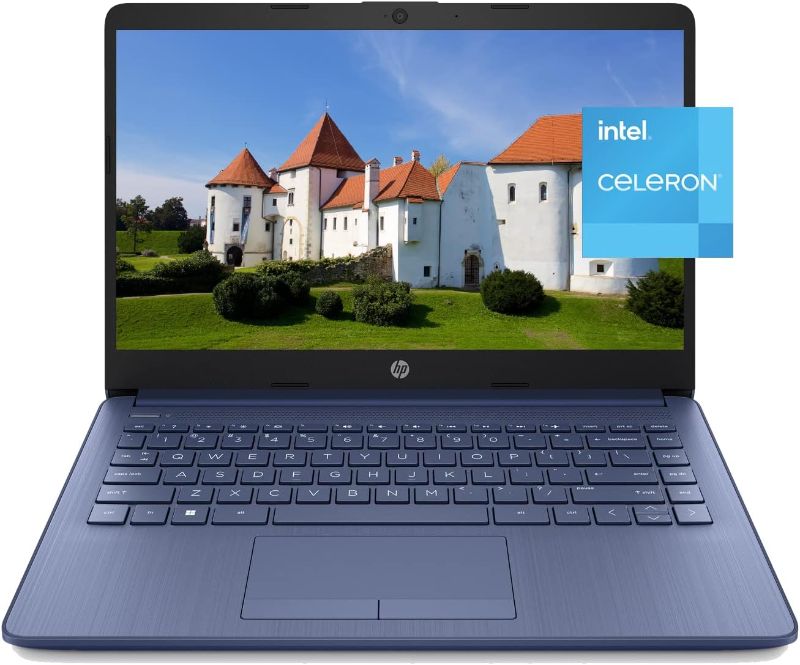 Photo 1 of HP 14" HD Laptop Newest Stream, Intel Celeron Quad-Core Processor, 16GB DDR4 RAM, 64GB eMMC, 1 Year Office 365, WiFi, Bluetooth, HDMI, Webcam, USB Type-A&C w/GM Accessory