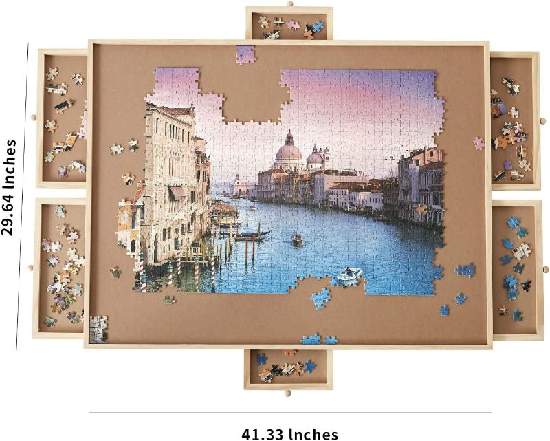 Photo 4 of (READ FULL POST) Oliqa 2000 Pieces of Jigsaw Puzzle Board with 6 Drawers & Covers, Portable Jigsaw Puzzle Table, 40'' X 28", Puzzle Accessories Puzzle Storage?Suitable for Adults and Children