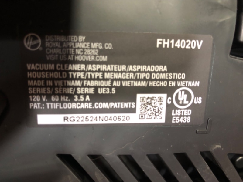 Photo 4 of ***USED - POWERS ON - UNABLE TO TEST FURTHER - LIKELY MISSING PARTS***
Hoover CleanSlate Plus Portable Carpet & Upholstery Spot Cleaner, FH14050, White
