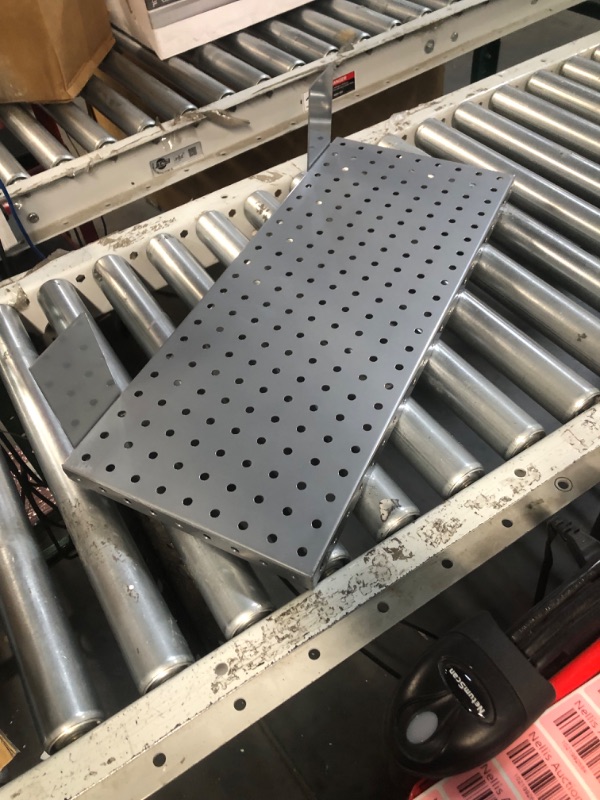 Photo 1 of Thyle 2 Pcs Slatwall Perforated Shelf 24" x 10" Metal Slat Wall Shelves Hanging Slatwall Accessories Rectangular Display Shelves (Silver)