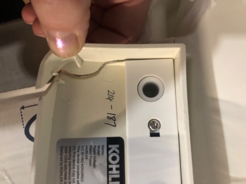 Photo 1 of ***SMALL SUPERFICIAL CRACK  ON THE COVER WHERE THE SEAT CONNECTS TO THE TOILET***
KOHLER K-10349-96 Purewarmth Heated Quite-Close Elongated Toilet Seat, Heated Toilet Seat, Soft Close Toilet Seat, Biscuit

