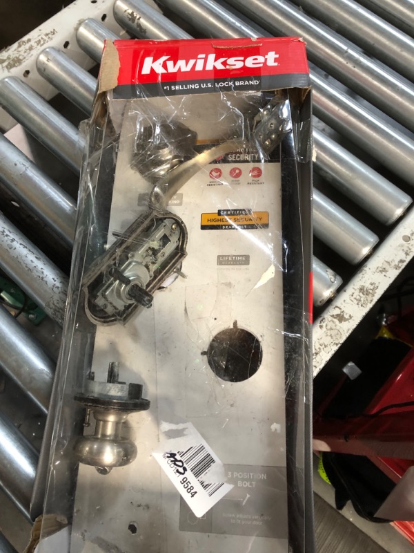 Photo 1 of **PARTS ONLY** Kwikset Montara Front Door Lock Handle and Deadbolt Set, Entry Handleset Exterior with Interior Door Knob, Satin Nickel
