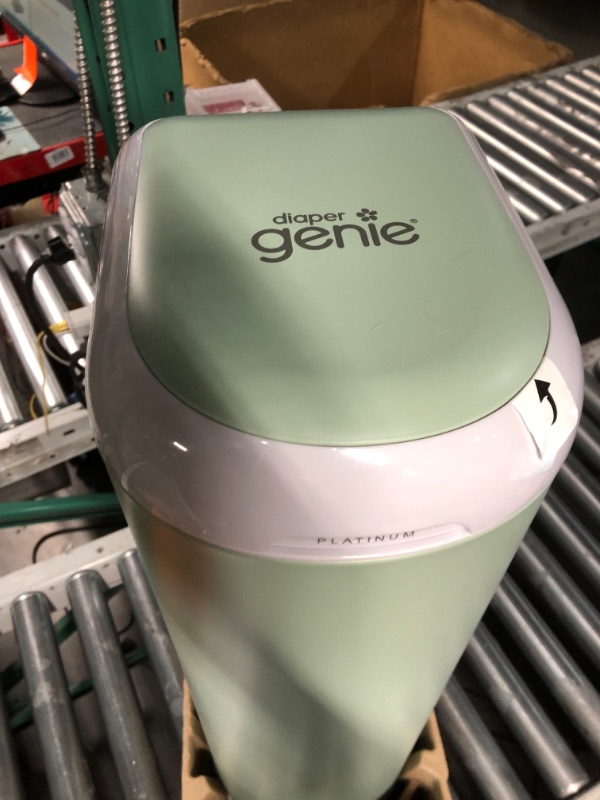 Photo 2 of Diaper Genie Platinum Pail (Sage Green) is Made in Durable Stainless Steel