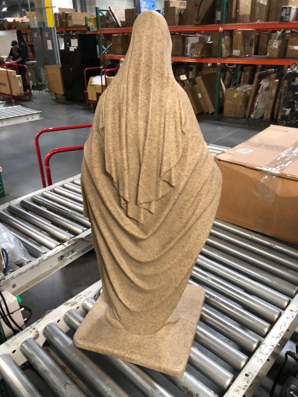 Photo 2 of Emsco Group Virgin Mary Statue - Natural Sandstone Appearance - Made of Resin - Lightweight - 34" Height Virgin Mary Sandstone