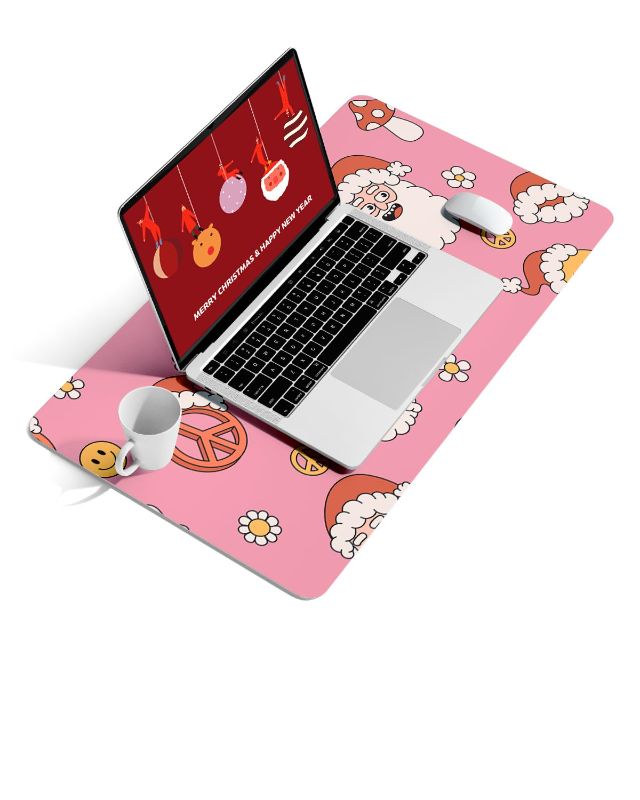 Photo 1 of YSAGi Writing Desk Pad, Anti-Slip Thin Mousepad for Computers, Office Desk Accessories Laptop Waterproof Dual-Sided Desk Protect (Christmas Pink,23.6" x 13.7")