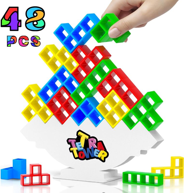 Photo 1 of 48pcs Tetra Tower Balance Stacking Attack Block Game, Tetris Swing Terra Tower, Family Board Games for Kids & Adults, Team Building Parties Travel Toy
