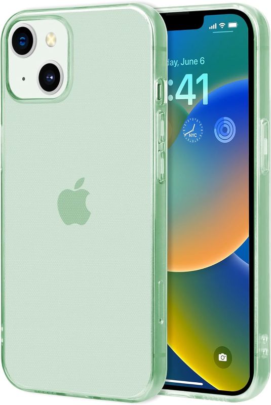 Photo 1 of Case for iPhone 14 Plus 6.7 Inches, Transparent Silky Soft Touch Ultra-Thin Lightweight Shock Proof and Scratch-Proof Whole Body Protection Phone(Clear Green)
