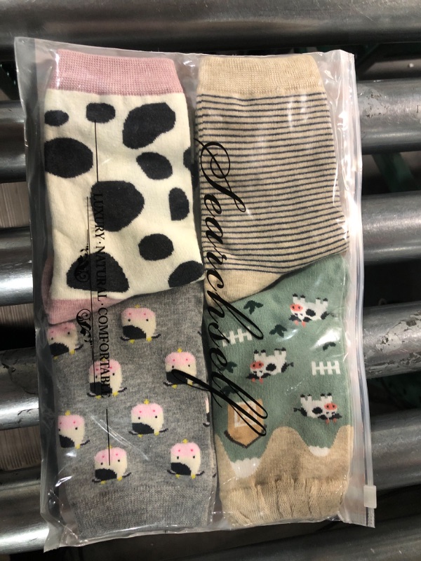 Photo 2 of Geyoga 6 Pairs Cow Socks stuff Women's Novelty Girls Funny Animal Cute Cotton Crew Socks Cow Print Cartoon Casual Socks