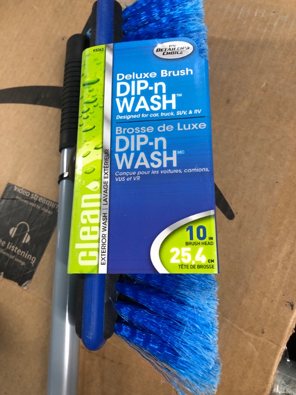 Photo 3 of Carrand 93062 Deluxe Car Wash 10" Dip Brush with 65" Extension Pole, Blue and Black