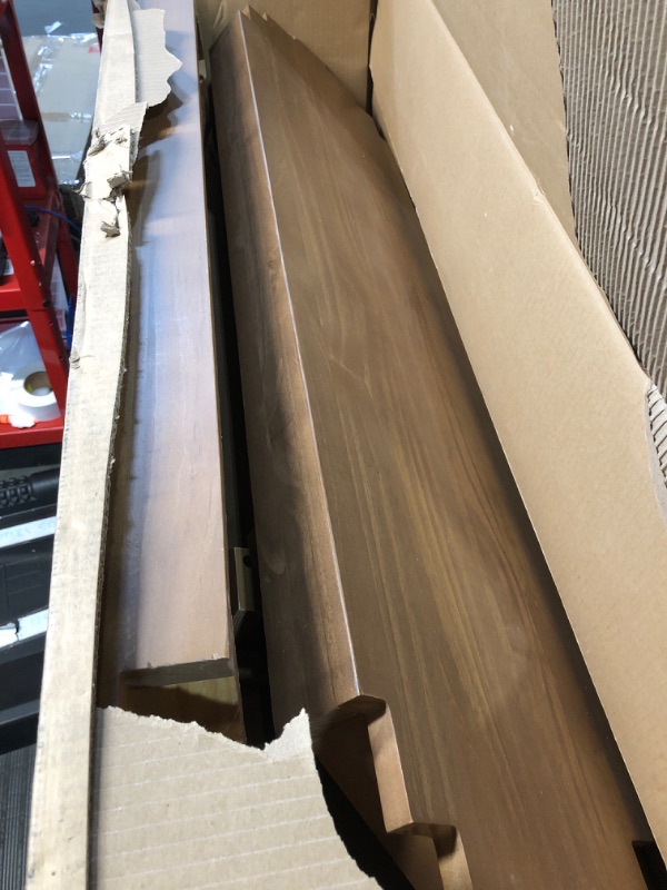 Photo 1 of Plank+Beam Rounded Edge Console Table, 46 Inch Pecan 46 Inch with Shelf