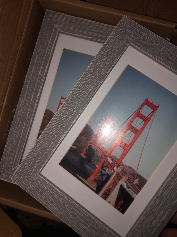 Photo 2 of (READ FULL POST) 4x6 Picture Frame 4 Pack - 100% Solid Wood with Glass, Display Pictures 3.5x5 with Mat or 4x6 without Mat for Table and Wall Horizontal & Vertical (Grey Frame)
