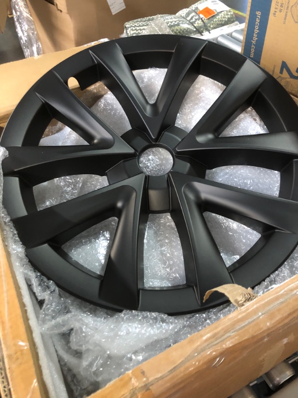 Photo 1 of Klutchtech Tesla Model 3 Hubcaps - 18 Inch Aero Wheel Covers Replacement Tesla Wheel Caps 18'' Model S Plaid Arachnid Wheels Version Hub Caps Compatible with Tesla Model 3 Accessories 2017-2023 Matte black