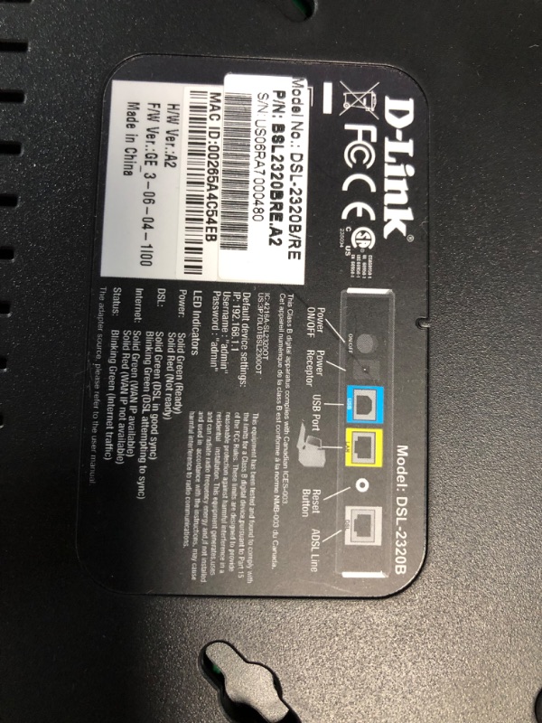 Photo 3 of D-Link DSL-2320B ADSL2/2+ USB Ethernet Modem