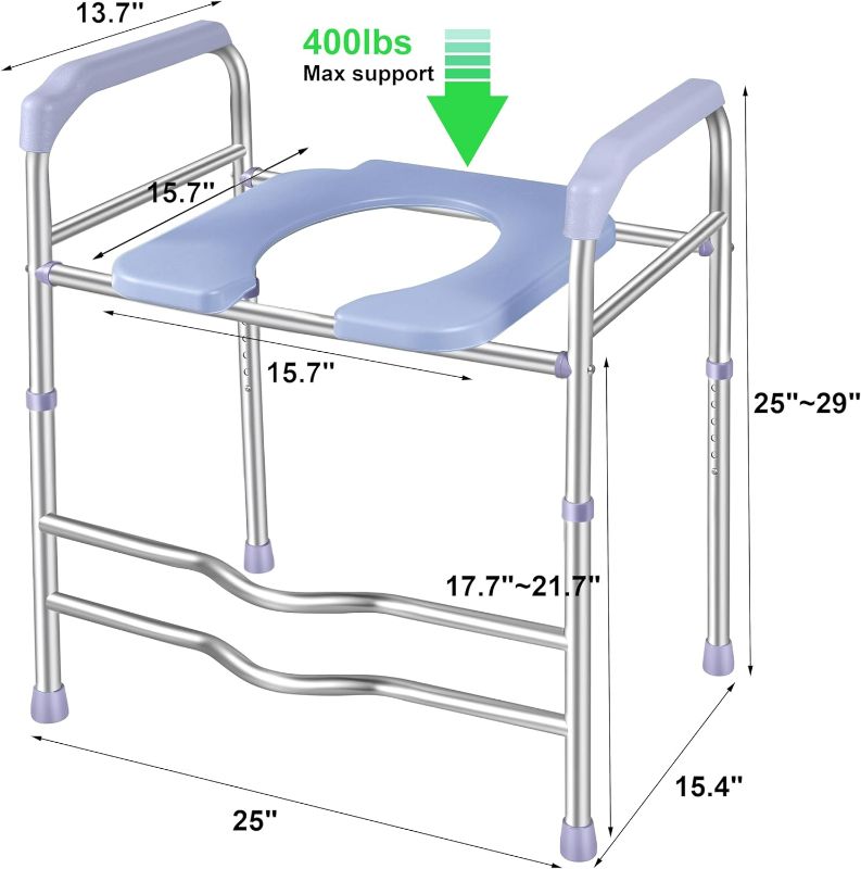 Photo 1 of **USED**Deewow Raised Toilet Seat with Handles 400lbs, Toilet Seat Riser for Seniors with Adjustable Height, Raised Toilet Seat