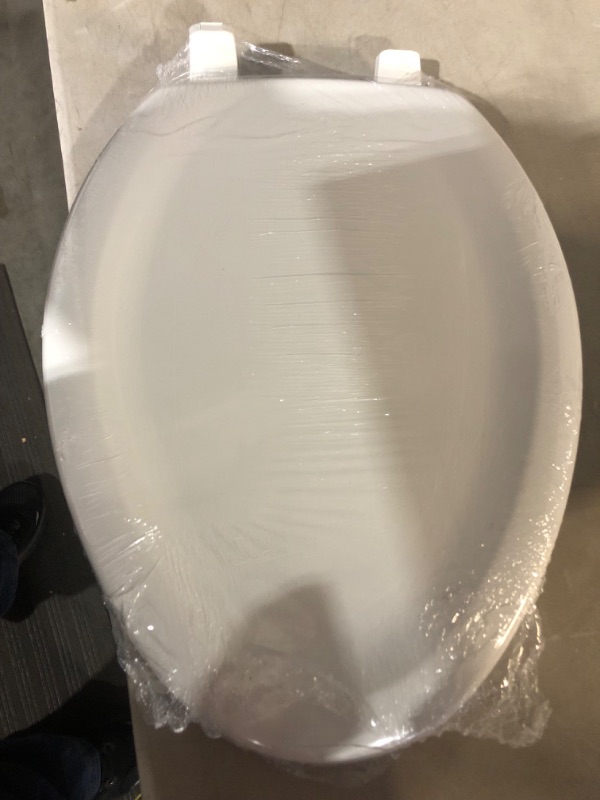 Photo 3 of ***MINOR DAMAGE*SCRATCH ON LID FRONT*PICTURED***
KOHLER K-4647-0 Stonewood Molded-Wood with Color-Matched Plastic Hinges Elongated Toilet Seat, White White Elongated