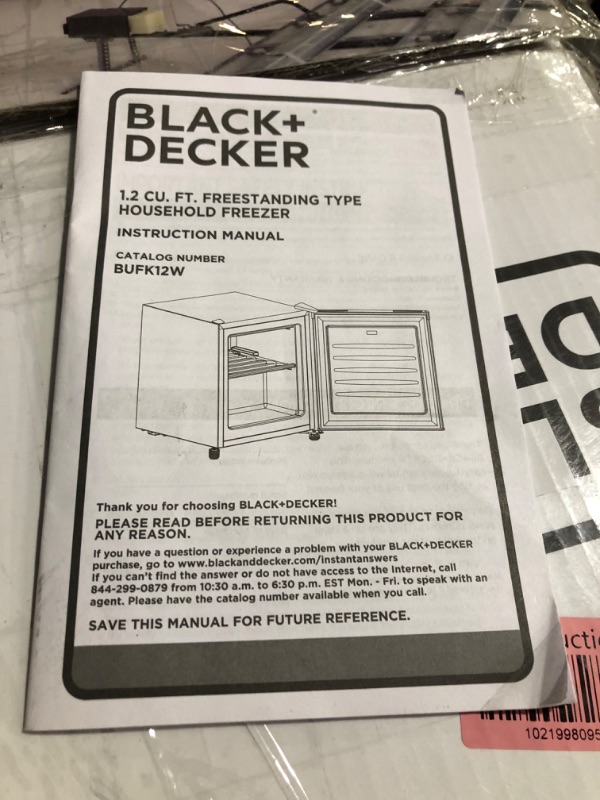 Photo 11 of ***DAMAGED - UNTESTED - SEE COMMENTS***
BLACK+DECKER 1.2 Cu. Ft. Compact Upright Freezer