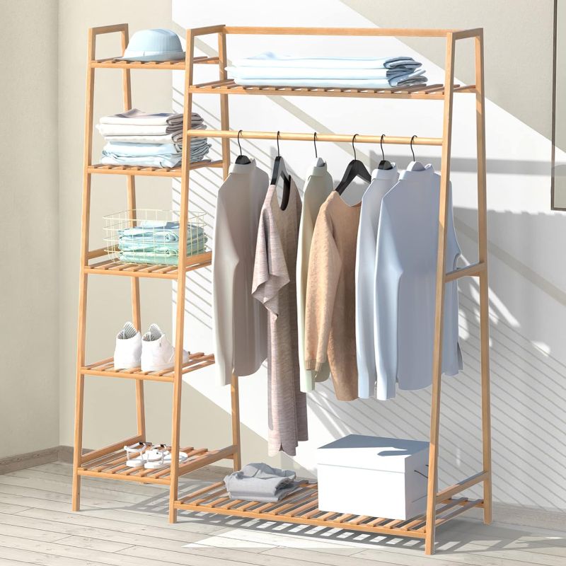 Photo 1 of **Photo used as reference**43.5" Bamboo Clothing Garment Rack Free Standing Clothes Coat Hanger 