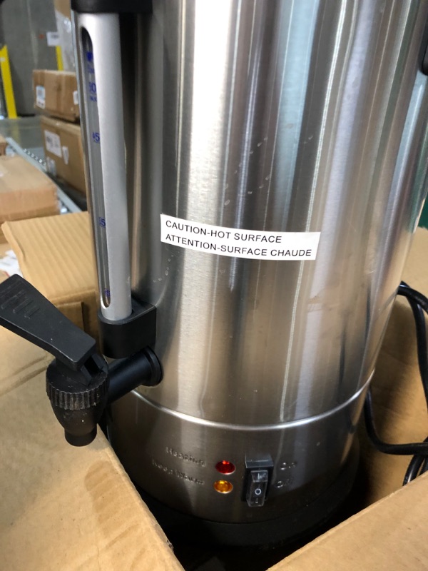 Photo 4 of **PREV USED**SEE PHOTOS AND NOTES**SYBO 2022 UPGRADE SR-CP-50C Commercial Grade Stainless Steel Percolate Coffee Maker Hot Water Urn for Catering, 50-Cup 8 L, Metallic