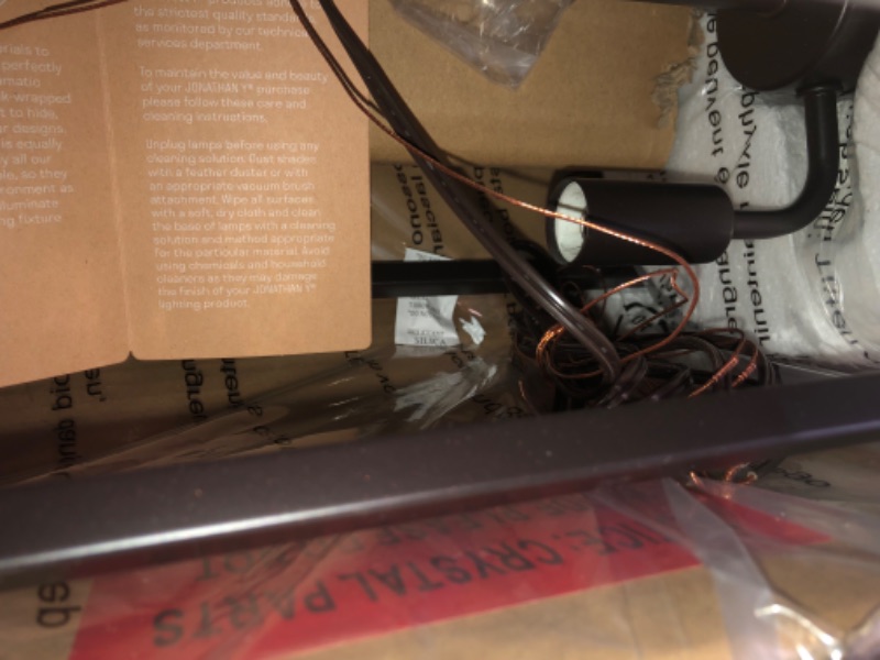 Photo 1 of **FOR PARTS** NON REFUNDABLE**
JONATHAN Y JYL9055A Bevin 12" Metal/Crystal LED Pendant, Contemporary, Oil Rubbed Bronze