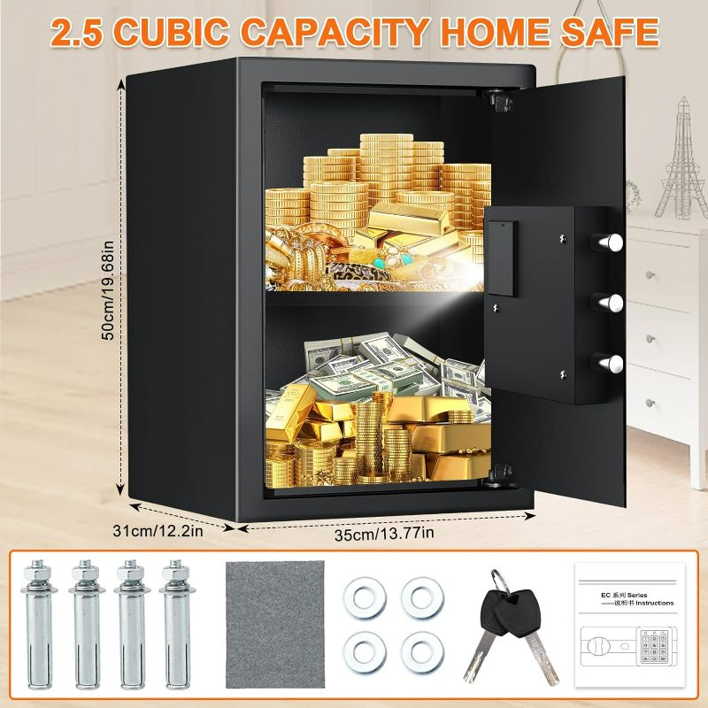 Photo 7 of (READ FULL POST) 2.5 Cubic Large Fireproof Safe with Fireproof Document Bag, Anti-Theft Home Safe Fireproof Waterproof with Sensor Light & Smart Alarm, Security Safe Box for Money Firearm Valuables
