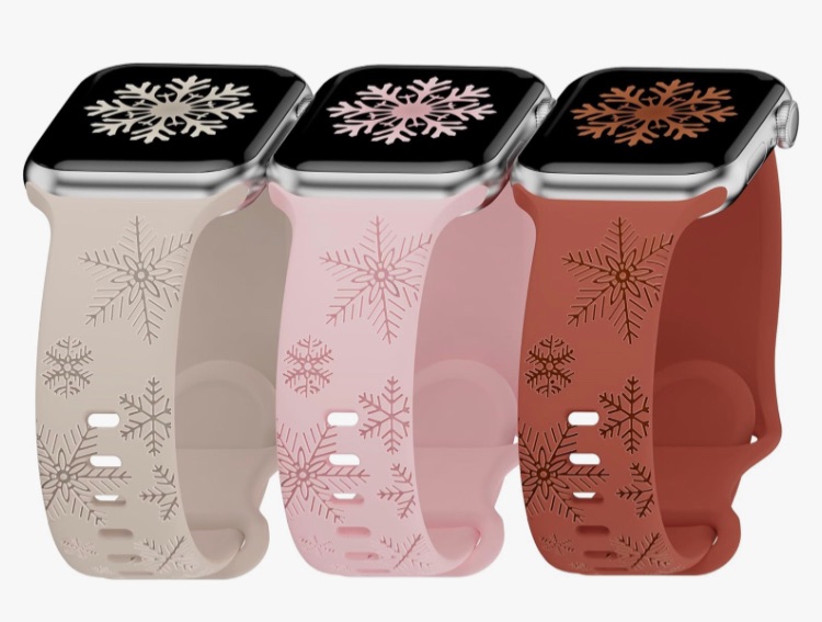 Photo 1 of 3 Pack Snowflake Engraved Bands Compatible with Apple Watch