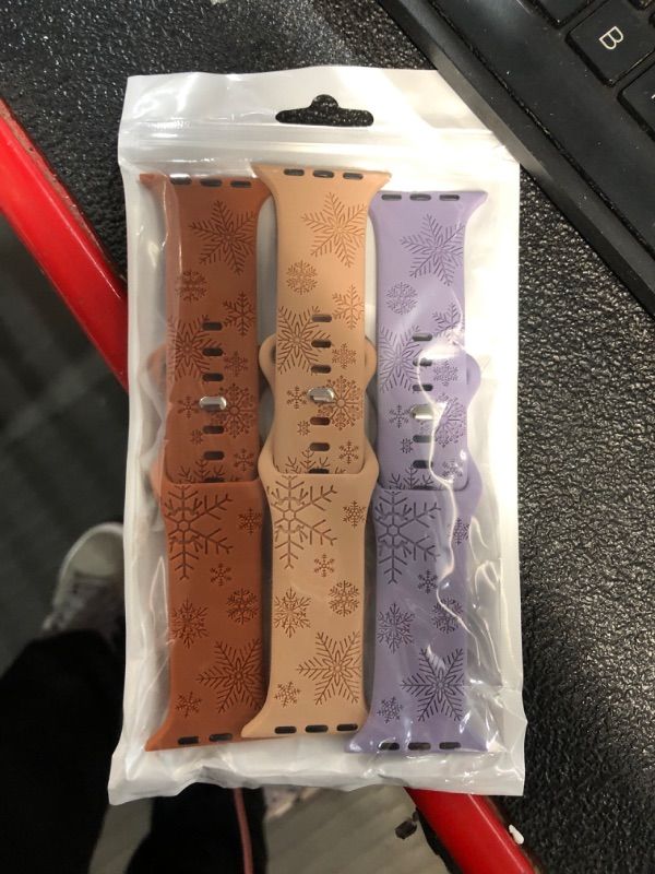 Photo 1 of 3 Pack Snowflake Engraved Bands Compatible with Apple Watch