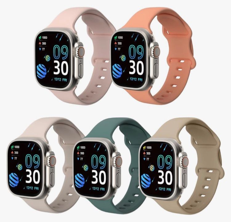 Photo 1 of 5-pack Silicone Sport Band Compatible with Apple Watch 