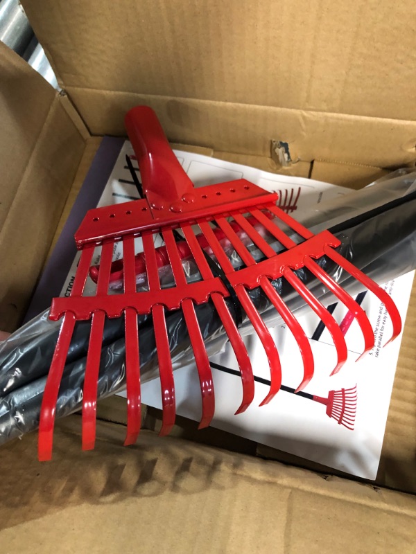 Photo 1 of Garden Leaf Rake with 34.5" to 59" Adjustable Long Steel Handle