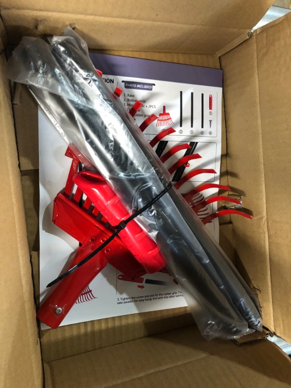 Photo 1 of Garden Leaf Rake with 34.5" to 59" Adjustable Long Steel Handle