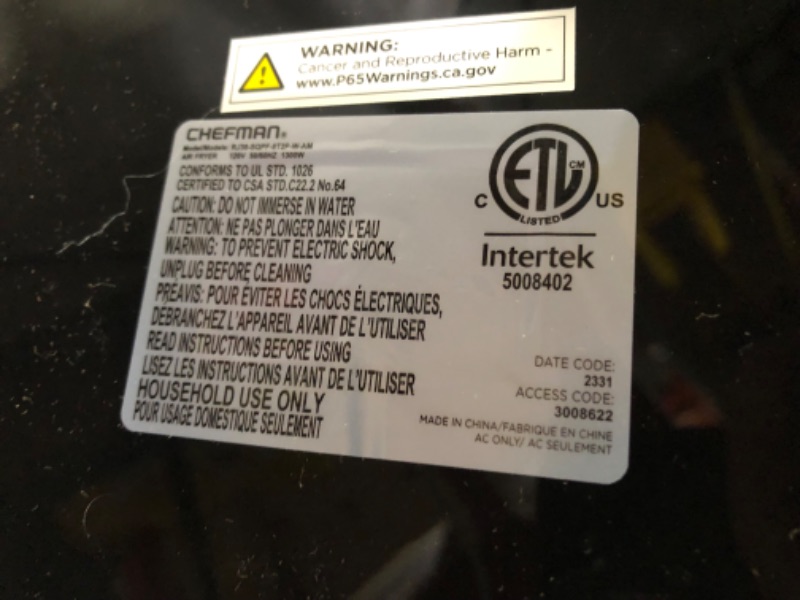 Photo 3 of ***USED - DIRTY - LIKELY MISSING PARTS - UNABLE TO TEST***
Chefman Air Fryer 8 Qt with Probe Thermometer, 8 Preset Functions, 1-Touch Digital Display Compact