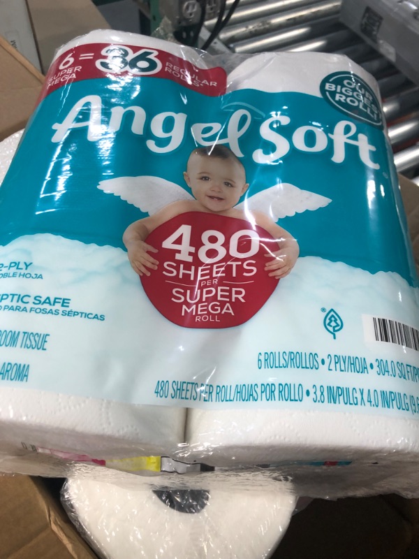 Photo 2 of * PACK OF 4 * Angel Soft Super Mega Toilet Paper, 6 Super Mega Rolls