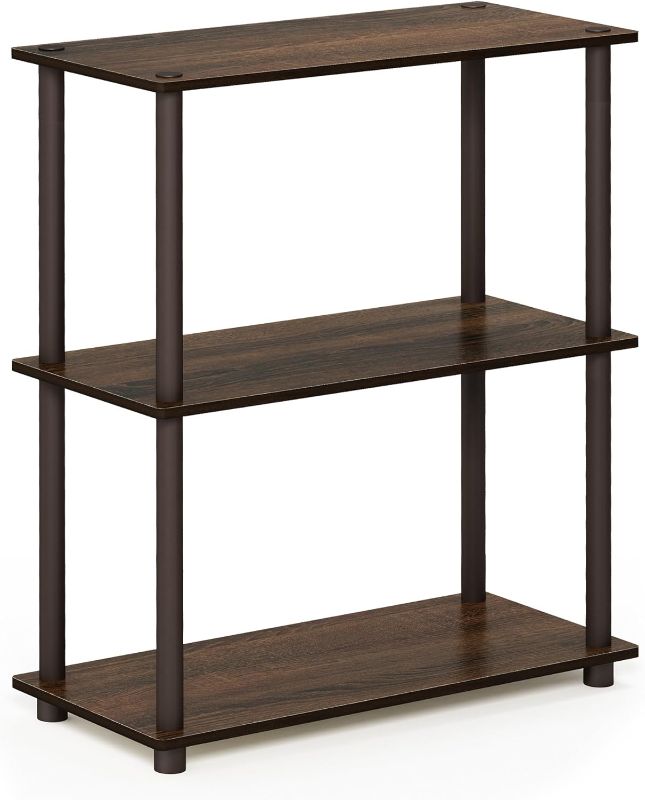 Photo 1 of (PARTS ONLY) - Furinno Turn-N-Tube 3-Tier Compact Multipurpose Shelf Display Rack, Walnut/Brown