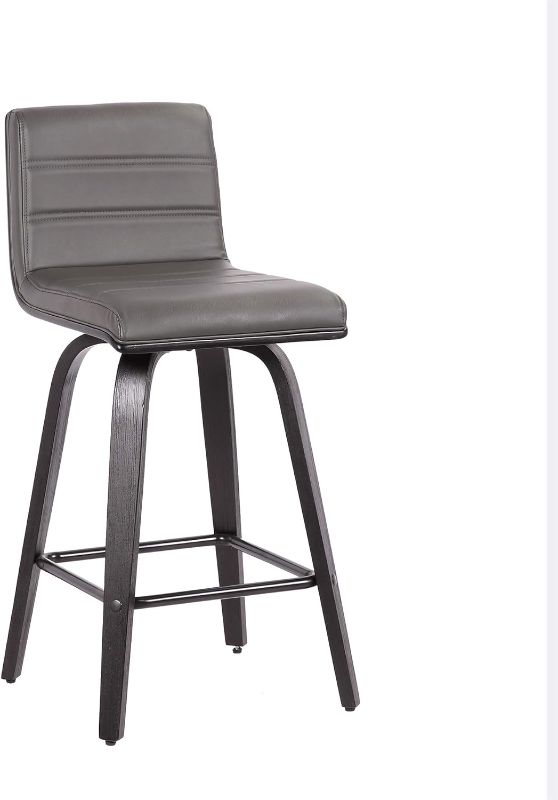 Photo 1 of (STOCK PHOTO FOR SAMPLE ONLY) - Armen Living Vienna Counter Height Barstool Brushed Wood Finish Faux Leather