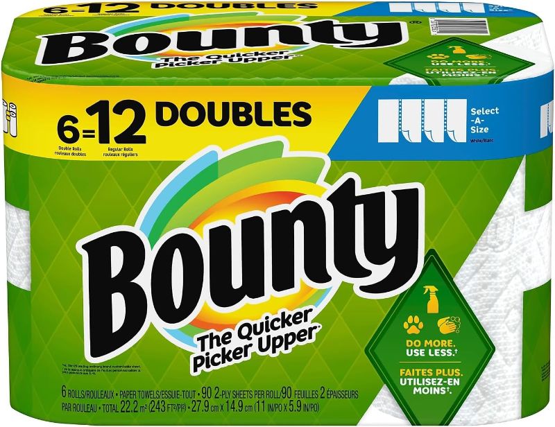 Photo 1 of (READ FULL POST) Bounty Select-A-Size Paper Towels, White, 6 Double Rolls = 12 Regular Rolls