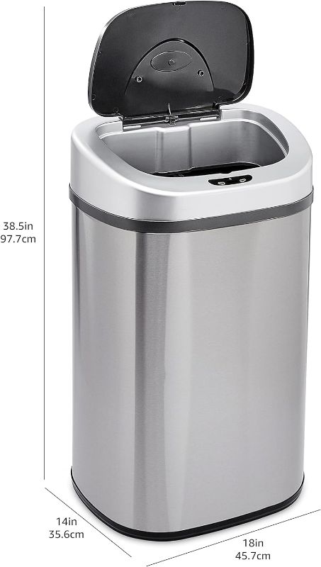 Photo 3 of (READ FULL POST) Amazon Basics Automatic Hands-Free Stainless Steel D-Shaped Trash Can, 80 Liters, 2 Bins

