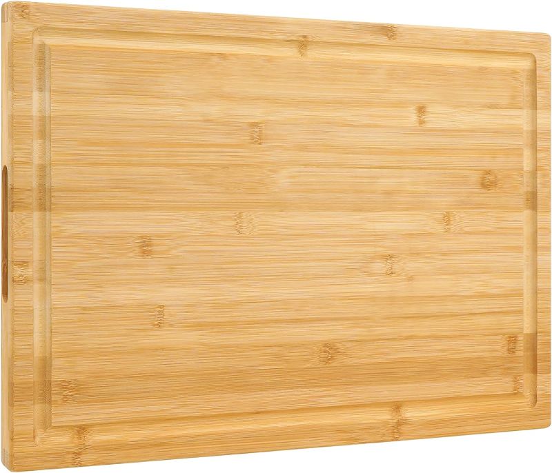 Photo 1 of (READ FULL POST) Extra Large XXXL Bamboo Cutting Board 24 x16 Inch, Largest Wooden Butcher Block for Turkey, Meat, Vegetables, BBQ, Over the Sink Chopping Board with Handle and Juice Groove, Thickness 1.25"
