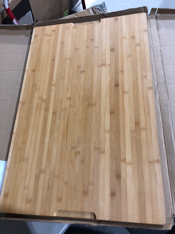 Photo 3 of (READ FULL POST) Extra Large XXXL Bamboo Cutting Board 24 x16 Inch, Largest Wooden Butcher Block for Turkey, Meat, Vegetables, BBQ, Over the Sink Chopping Board with Handle and Juice Groove, Thickness 1.25"
