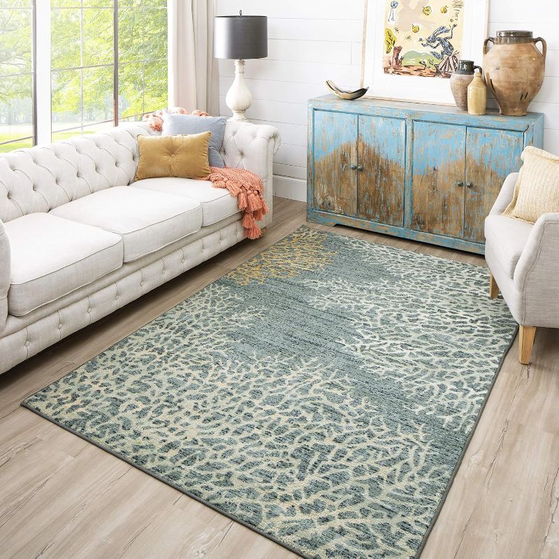 Photo 1 of Mohawk Home Coral Reef Coastal Area Rug, 5'x8', Blue Coral 5 x 8 Feet