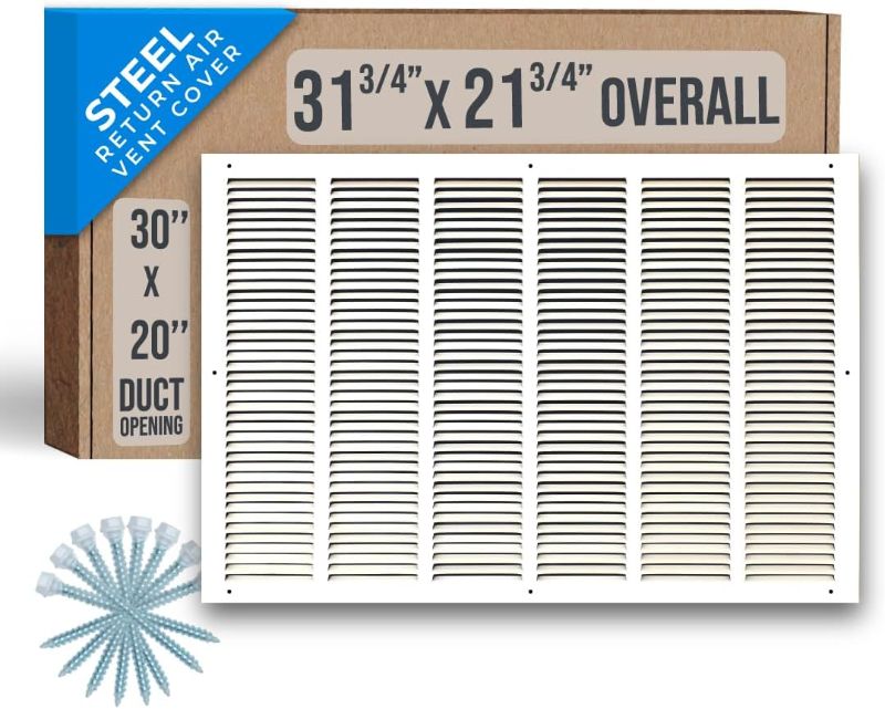 Photo 1 of ***READ CLERK NOTES***
Handua 30"W x 20"H [Duct Opening Size] Steel Return Air Filter Grille [Fixed Hinged] for 1-inch Filters, Vent Cover Grill for Sidewall and Ceiling, White, Outer Dimensions: 32 5/8"W X 22 5/8"H