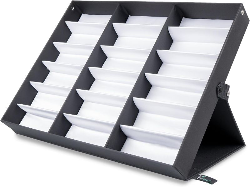 Photo 1 of ***READ CLERK NOTES***
Prosource 18 Slot Sunglasses Organizer Box Stand Display Case/Tray, Fabric Lined & Snap Close