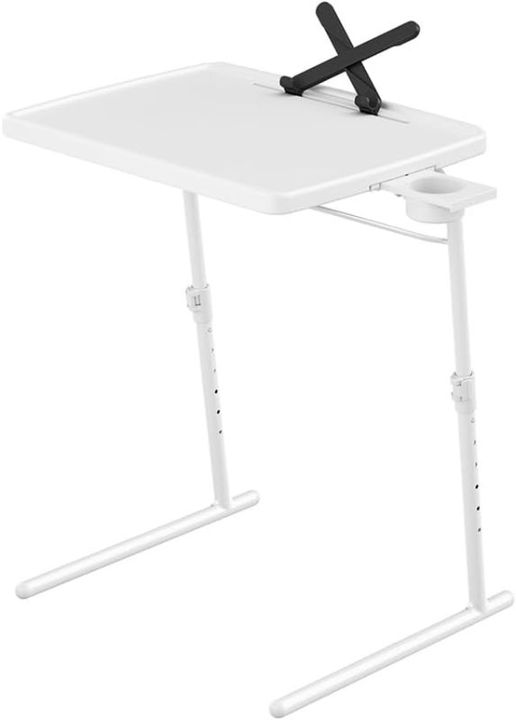 Photo 1 of Comfortable Folding Table Multi-Functional Adjustable TV Tray Table TV Dinner Tray on Bed Sofa (Color : White)