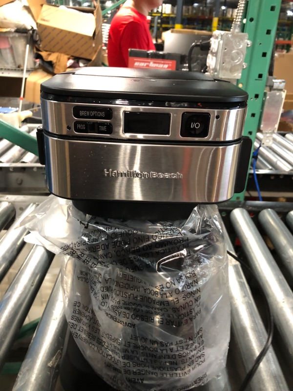 Photo 2 of ***USED - MIGHT BE MISSING PARTS - POWERS ON - UNABLE TO TEST FURTHER***
Hamilton Beach Programmable Coffee Maker, 12 Cups, Front Access Easy Fill, Pause & Serve, 3 Brewing Options, Black (46310)