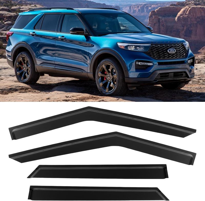 Photo 1 of Window Rain Guards Shield for Ford Explorer 2020 2021 2022 2023, Window Vent Visors Shades Wind Deflectors for 20 21 22 23 Explorer 2020-2023 Ford Explorer