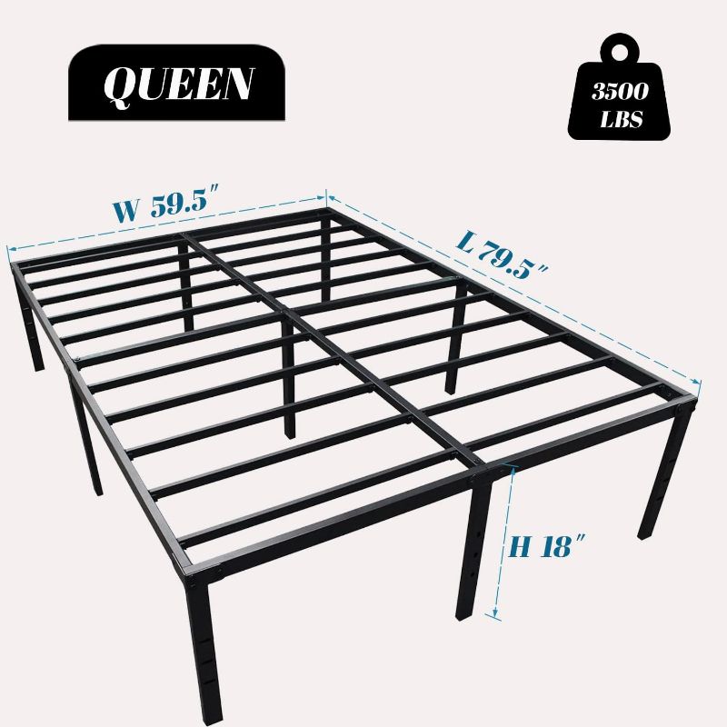 Photo 4 of (READ FULL POST) Novilla Queen Bed Frame, 14 Inch Metal Platform Bed Frame Queen Size with Storage Space Under Bed, Heavy Duty Steel Slat Support, Easy Assembly, No Box Spring Needed