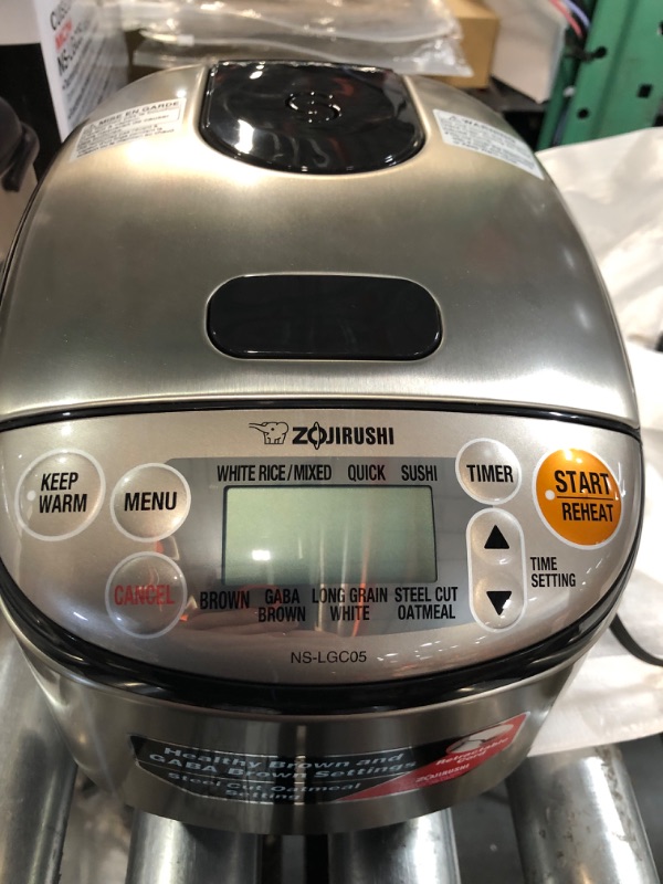 Photo 2 of [FOR PARTS, READ NOTES] NONREFUNDABLE
Zojirushi NS-LGC05XB Micom Rice Cooker & Warmer, 3-Cups (uncooked), Stainless Black