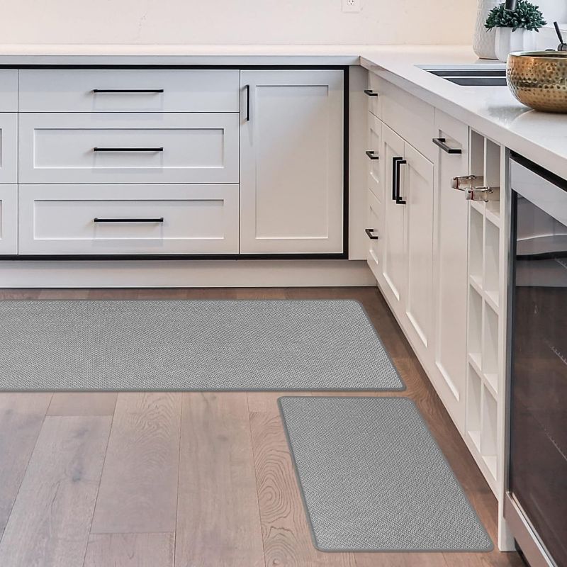 Photo 1 of ***STOCK IMAGE FOR SAMPLE***
Kitchen Rugs and Mats [2 PCS] Non Slip Washable Absorbent Rug Set, Large Runner Rugs for Kitchen Floor in Front of Sink 17.3"x29"+17.3"x47"Grey