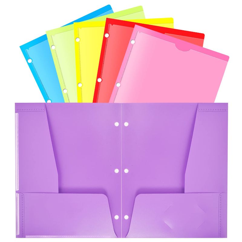 Photo 2 of SET OF 2
KTRIO Pocket Folders 2 Pocket Folders 3 Hole Punch- (6 Pack, Assorted Colors) Plastic Folders for 3 Ring Binder Folder with Pockets Letter Size Pocket Folders Colored Poly Folders for School